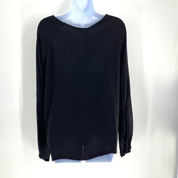 Floreiza Womens Boho Blouse Black Sheer Sleeve Florence Italy Sz M NEW - Picture 2 of 7